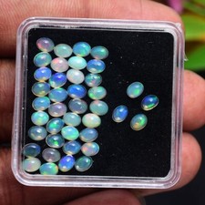 40 Pcs Natural Opal Flashy Multi Color 4mm 3mm Oval Cabochon Loose Gemstones Lot