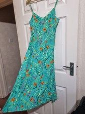 Long Tall Sally Green Midi Floral Strappy Slip Dress Ditsy Midi Boho Size UK 10