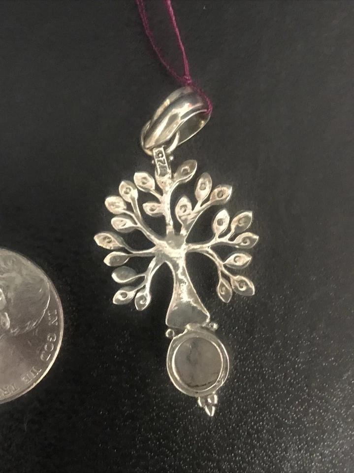 Colgante Árbol de la Vida de Plata de Ley 925 con Piedra Lunar Foto 3 de 3