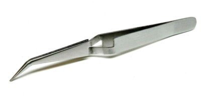 Cross Lock Tweezers Bent Tip Curved 4-1/2'' Cross Locking Soldering Tweezer