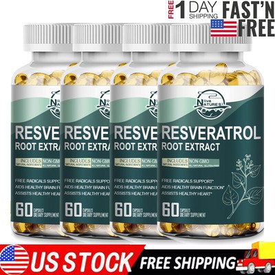60/120/240PCS Resveratrol Capsules For Anti-Aging Antioxidants, Brain Support
