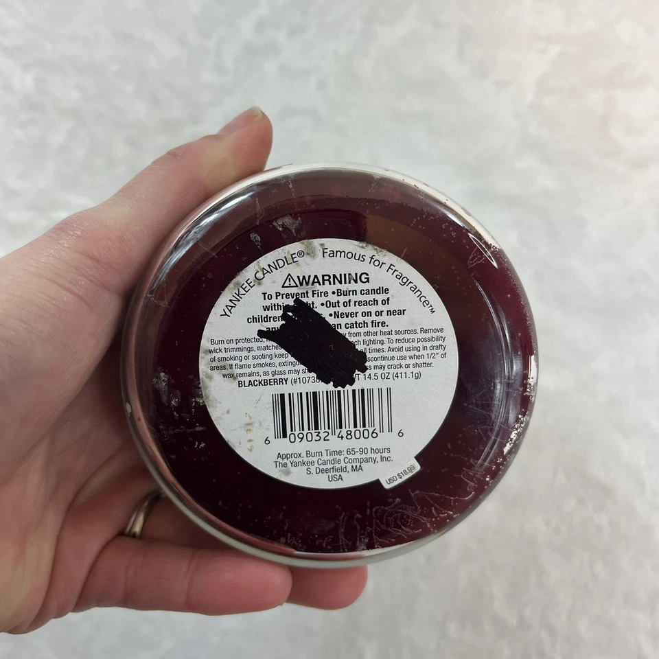 RARO Yankee Candle Blackberry Housewarmer BLANCO ETIQUETA Tarro 14.5 OZ Retirado Usado Foto 3 de 4