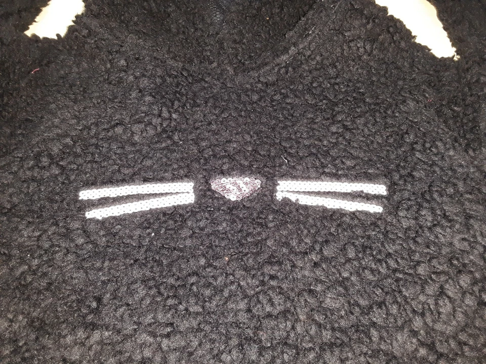 Arizona Jeans Niñas Negro Imitación Piel Gato Capucha Pullover Top Orejas XXS 4/5 #GC4 Foto 2 de 3