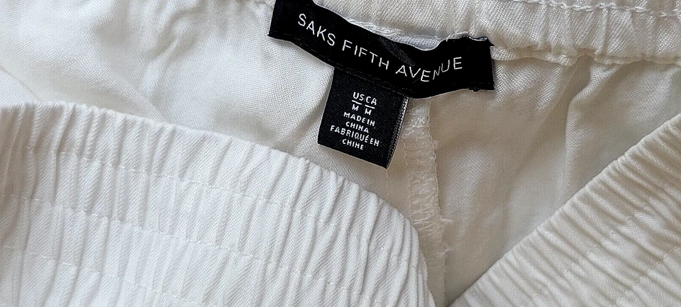 Saks Fifth Avenue Women's Lyocell Ivory High Rise  Crop Pants Sz M - Image 4 of 4