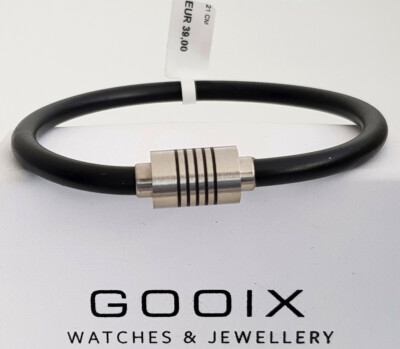 GOOIX Herren Armband Edelstahl Kautschuk schwarz L21 NEU ohne Box Sonderpreis 74