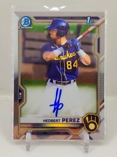 2021 Bowman Chrome 1st Hedbert Perez Base Auto Brewers ROOKIE RC Autograph C3