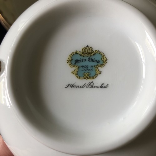 Set 6 ciotole e piattini brodo vintage MEITA CHINA con bordo oro DIPINTI A MANO - Foto 8 di 24
