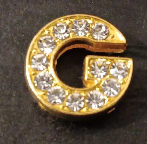 Rhinestone Bling Charms Faux Diamond Crystal Metal Letter G Gold.
