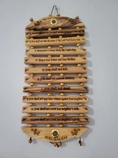  Olive Wood Ten Commandments, Hanging Wall Plaque English blessed form holy land