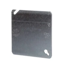 4 in. Square Metal Electrical Box Flat Cover, Durable Galvanized Steel, NEW