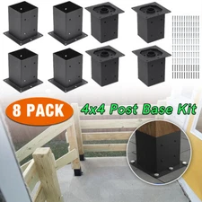 8 Pack Heavy Duty 4x4 Post Base Kit for Deck, Fence, Mailbox, Pergola Supports