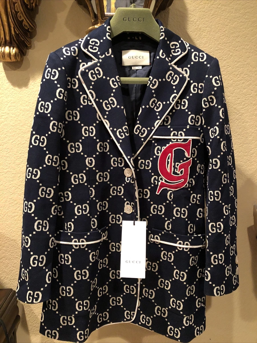 Gucci GG Supreme Print Silk Jacket, Size M, Red, Ready-to-wear