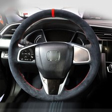 Hand-stitched Black Suede Car Steering Wheel Cover For Honda Civic 10th Jade Crv