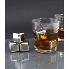 6x, 12x Edelstahl-Eiswürfel, hochwertige Whi...