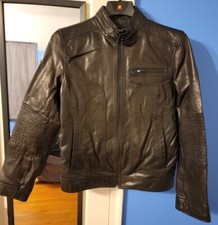 BLACK RIVET Men's Black Genuine Leather Jacket Size Small
