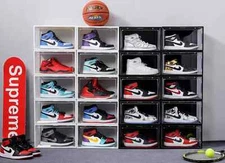 2x 4x 8x Magnetic Drop Side Shoe Box Storage Containers Sneaker Display Cases