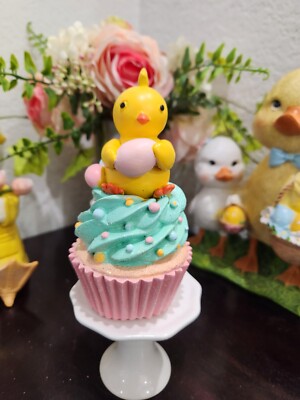 Easter Chick Holiding Egg Faux Cupcake Resin Figurine Tier Tray Decor 5.5"  | eBay