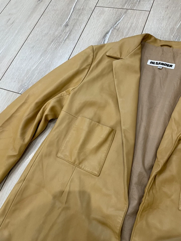 Vintage JIL SANDER Real Leather Blazer Jacket Brown - Image 2 of 4