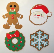 Christmas Cookies Santa Gingerbread Man 4 pc 2 Die Cut Scrapbook Embellishement