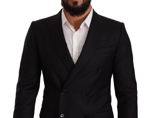 DOLCE & GABBANA Jacket MARTINI Black Dotted Double Breasted IT46/US36/S $3300 - Picture 4 of 9