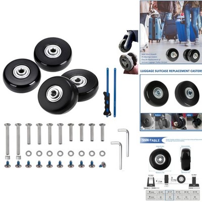 4PCS 45mm Luggage Replacement Wheels with Hacksaw - Easy Install Travel Solution
