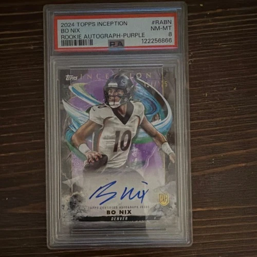 2024 Topps Inception Bo Nix #RJRA-BN Purple /125 Broncos PSA 8