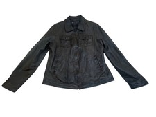 Levi?s Capital Mens Brown Leather Jacket With Pockets & Checkered Lining Sz Larg