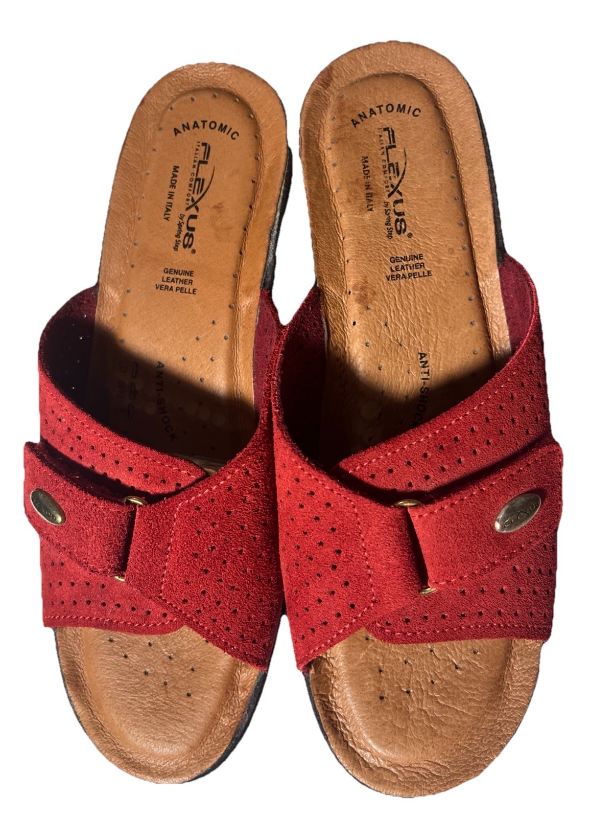 Red Suede Slide Sandals Flexus  Spring Step Anato… - image 1