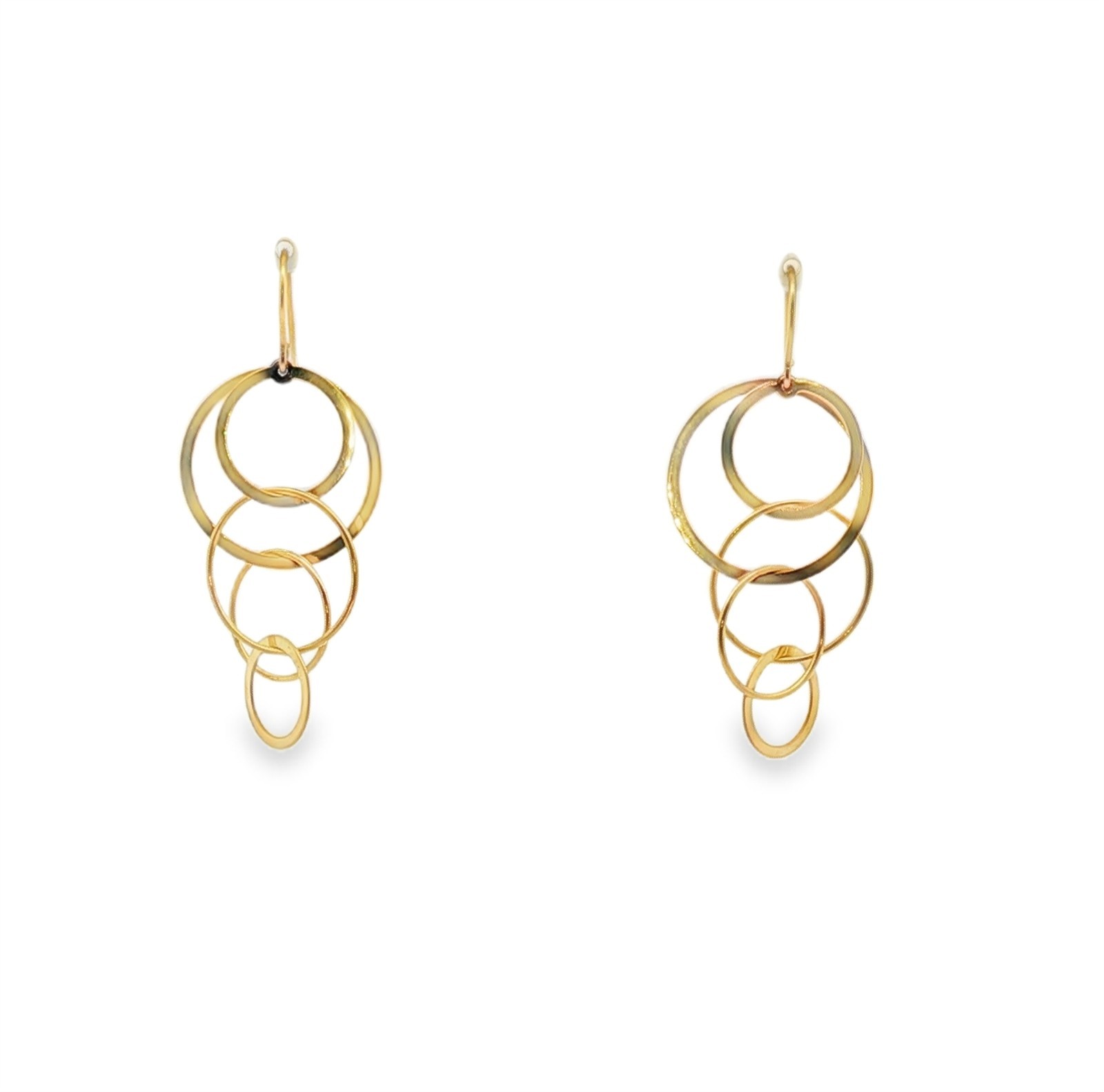 Vintage 14KY 2" Interlocking Multi-Circle Dangle … - image 1