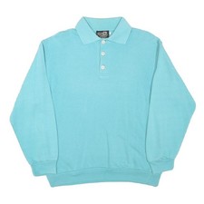 TOP SPIRIT Womens Blue Collared M Cotton Blend Sweatshirt Pullover Casual