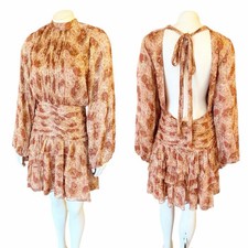 BHLDN Ella Long Sleeve Short Flowy Open Back Sz 8 