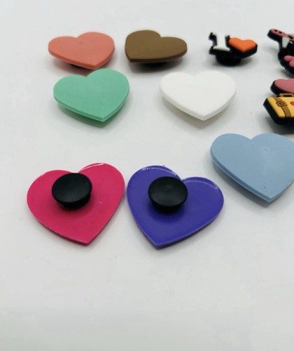 10pc Shoe Charms For Crocs Multi Color Large Hearts Travel Airplane Charms NEW - Picture 2 of 5