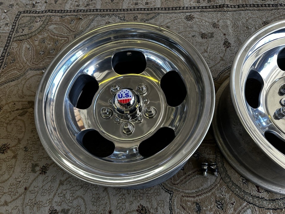Vintage Pair (2) 14x7 Western Style Slot Mag Wheels MOPAR FORD 4 1/2 4 ...