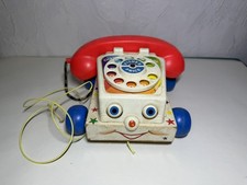 VINTAGE 1961 FISHER PRICE CHATTER TELEPHONE #747 WOODEN USA MADE TOY WORKS