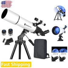 Compact 80mm Refractor Telescope, 600mm Focal Length, Travel Scope w/ Backpack