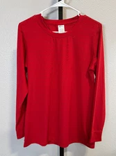 Zyia Active Womens Red Long Sleeve Chill Perforated Vented Shirt Sz L