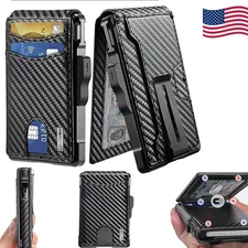 Men's Slim Pop-Up Premium Airtag Bifold Wallet with Money Clip & RFID Blocking
