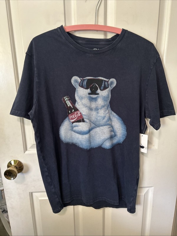 Lucky Brand x Coca Cola T-Shirt Mens Blue Short Sleeve Polar Bears Sz M NWT!