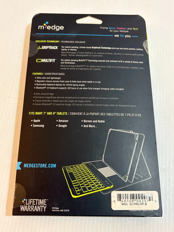 M-Edge NEW Universal SM Stealth Pro Keyboard Folio Tablet Case 7-8" Backlit - Image 4 of 4