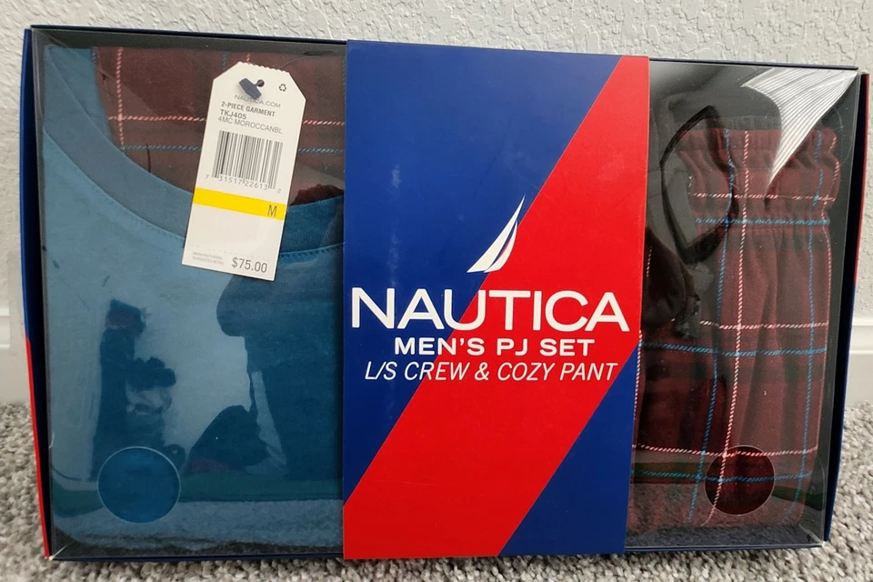 Nautica Men's Knit Pajamas Men's Medium PJ Crew Tee Top and Pants - Image 3 of 4