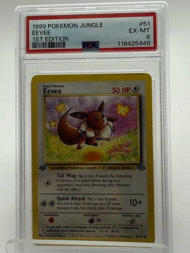 1999 Pokémon Eevee 51/64 Jungle Regular 1st Edition PSA 6