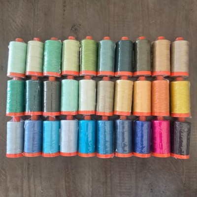 Aurifil Thread Mako Cotton 100% 50 WT Large Spools 1422 Yds/ 30 Spools set OR007