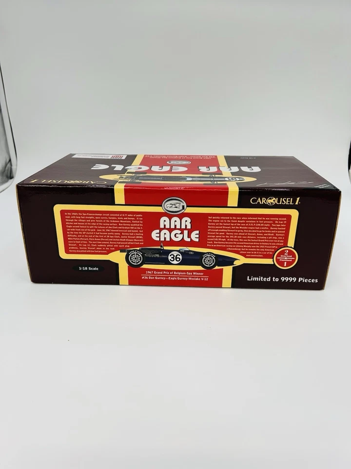 Carrusel 1 Dan Gurney #36 AAR Eagle 1967 Gran Premio Bélgica-Spa Ganador Diecast Foto 4 de 4