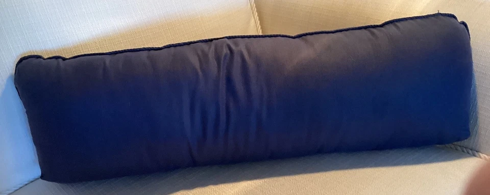 Vintage Tapestry Throw Pillow Bunnies Flowers Rabbits Long Blue Cottage 27”x8” - Image 4 of 4