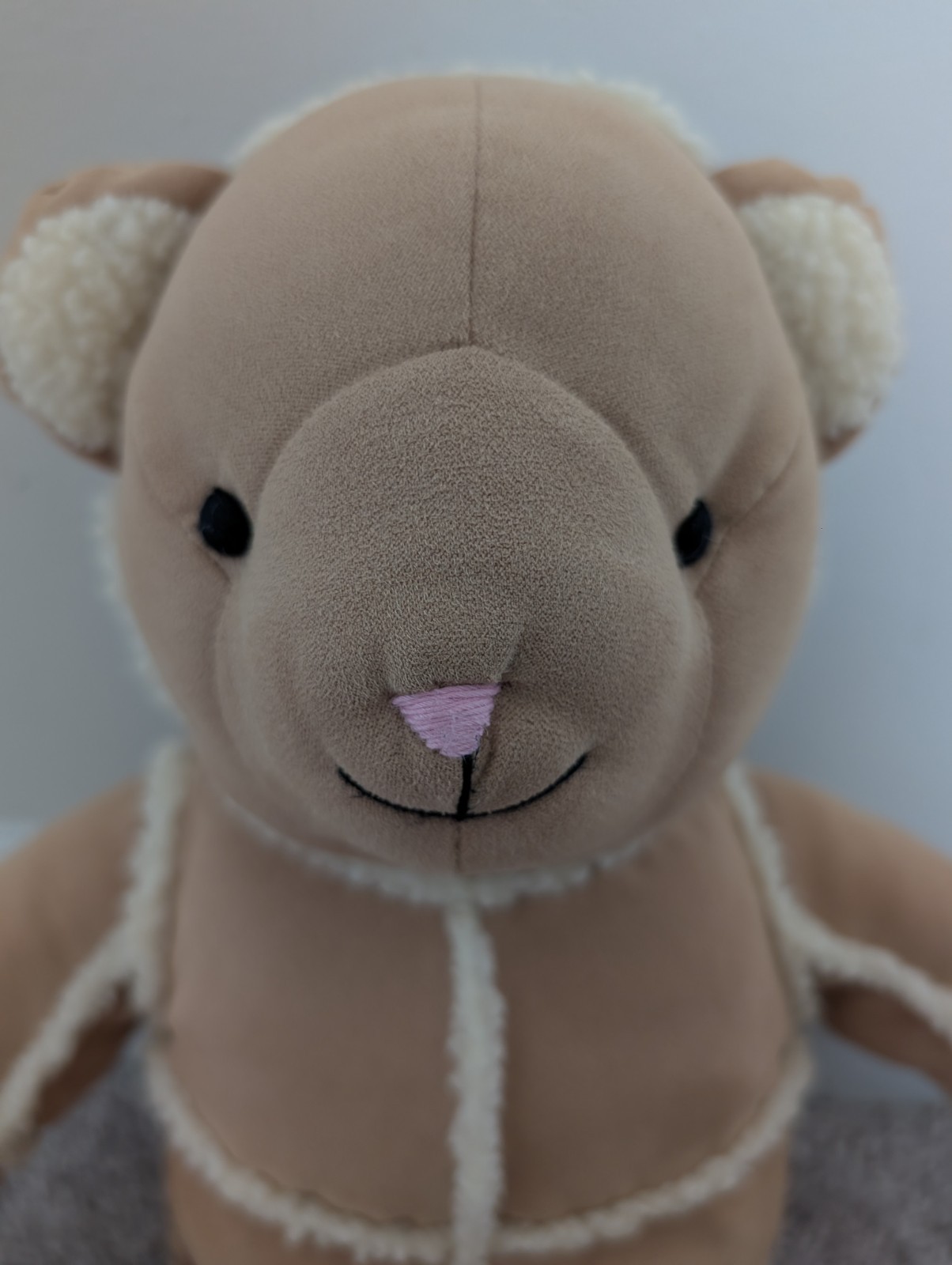 Pottery Barn Kids Patchwork Faux Suede Sherpa Fleece Teddy Bear Plush Doll