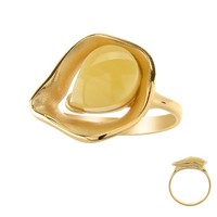 Cavill Ring 0,92Ct Bernstein Milchig 925 Silber Vergoldet Damen Schmuck