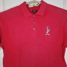 Vintage Warner Bros Studio Store Bugs Bunny Polo Shirt Mens Large Red 1996