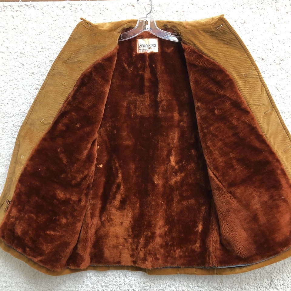 Chaqueta de Colección Zero King 42L Forrada Marrón Pana Pesada Pila Solapa Bolsillos Para Hombres Foto 4 de 4