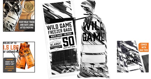 50-Pack Wild Game Freezer Bags, 1.5 LB with Twist Ties to Prevent Freezer Burn - Bild 2 von 8