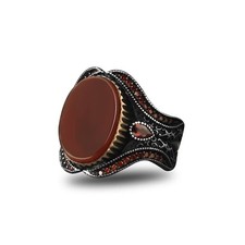 Carnelian Stone Men Silver Ring, 925 Sterling Silver Mens Ring, Ottoman Turkish